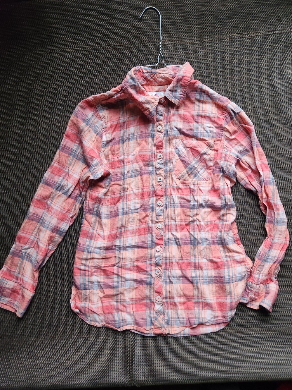 Justice Pink and Blue Plaid Button-Down Shirt